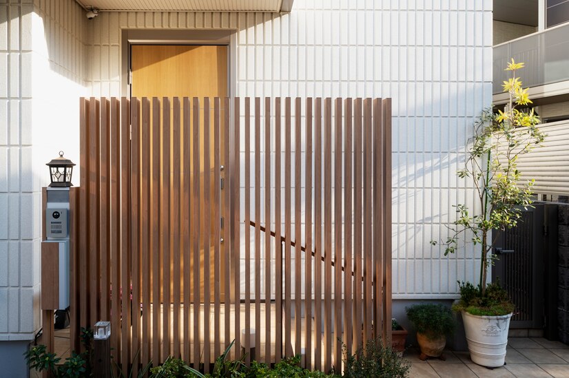 house-entrance-japanese-building Entrance of Japanese-Style House with Fence